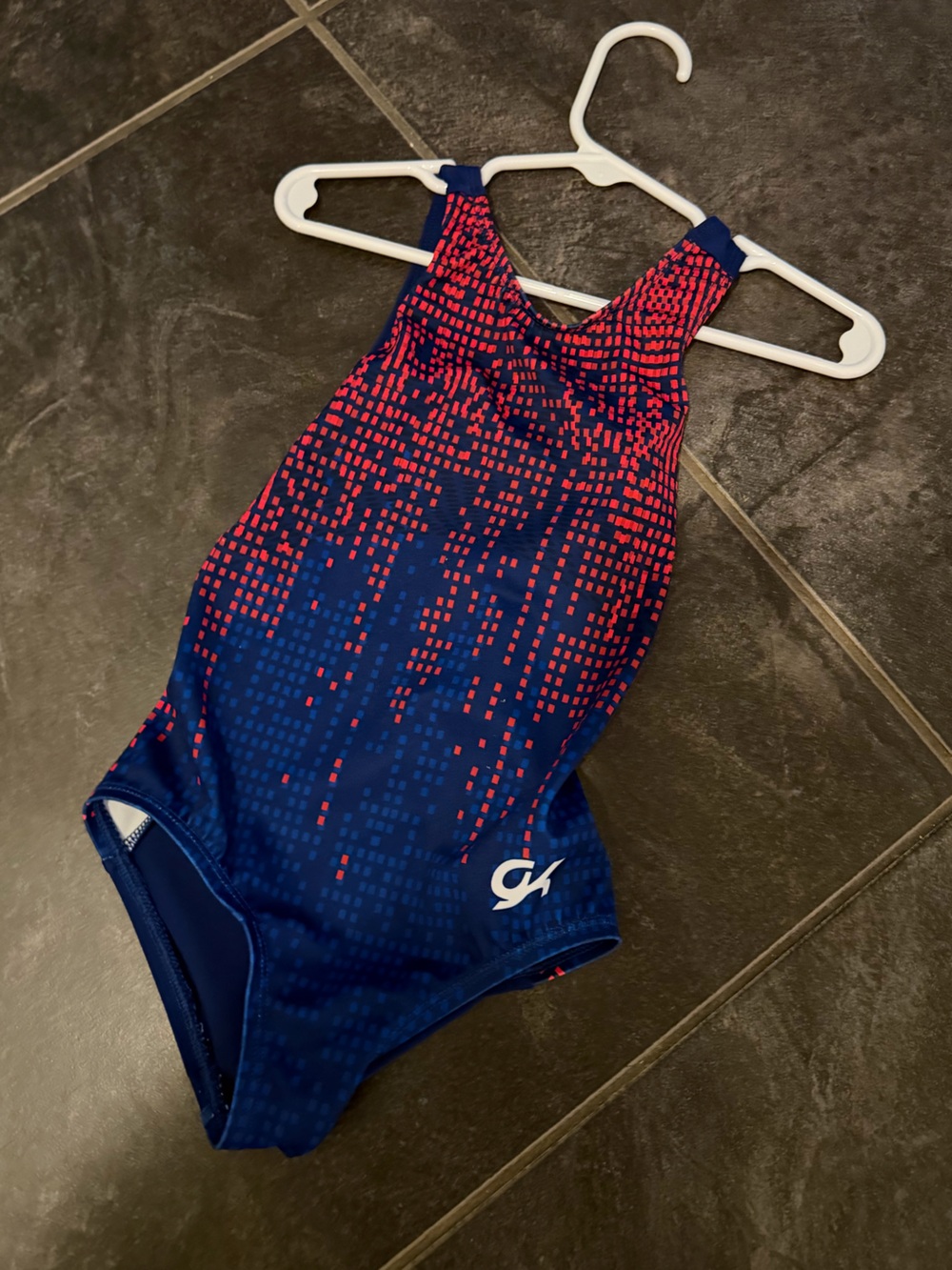 GK Girls Navy & Red Digital Print Leotard